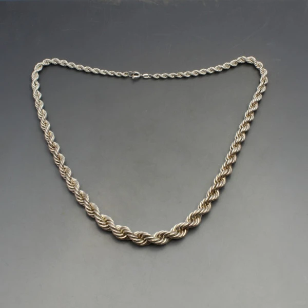 Silver Rope Chain Necklace 17.5 Inches